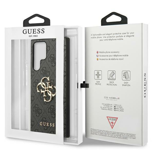 Guess Samsung Galaxy S24 Ultra - 4G Big Metal Logo Θήκη με Επένδυση Συνθετικού Δέρματος - Black - GUHCS24L4GMGGR