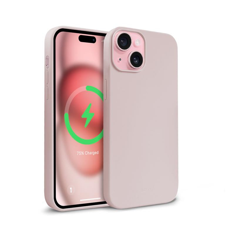 Crong iPhone 15 Color Cover Magnetic - Θήκη Σιλικόνης με MagSafe - Sand Pink