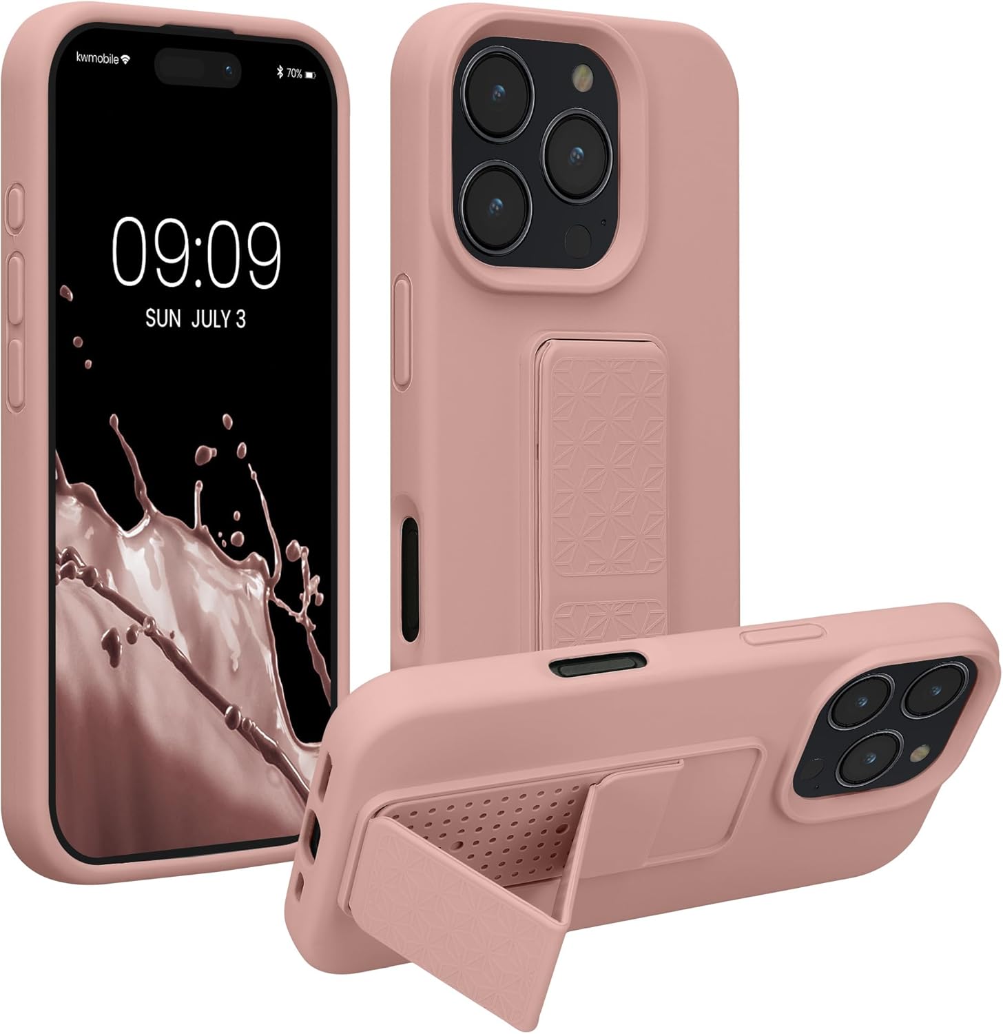 KW iPhone 16 Pro Θήκη Σιλικόνης TPU με Finger Holder - Dusky Pink