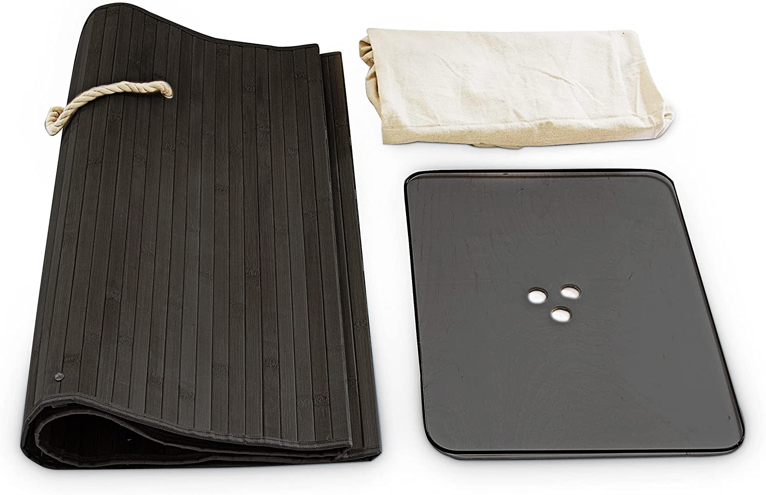 Relaxdays XL Καλάθι Απλύτων από Μπαμπού με Καπάκι - Black - 4052025046804