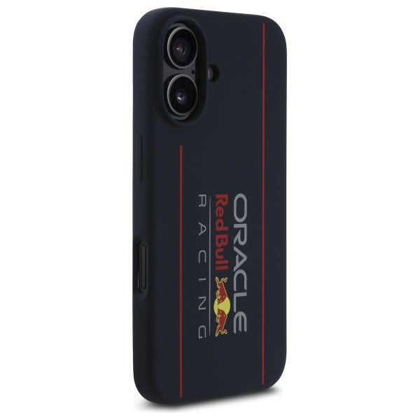 Red Bull iPhone 16 - Silicone Vertical Logo - MagSafe Σκληρή Θήκη με Πλαίσιο Σιλικόνης - Navy - RBHMP16S24SIOLRV