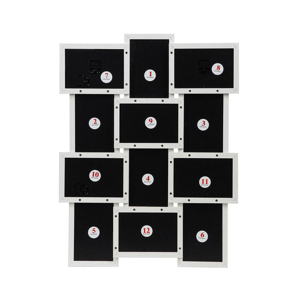 Songmics Σετ με Επιτοίχια Κορνίζα με Θέση για 12 Φωτογραφίες και 1 Μονή Κορνίζα - White Wood Grain - RPF112W