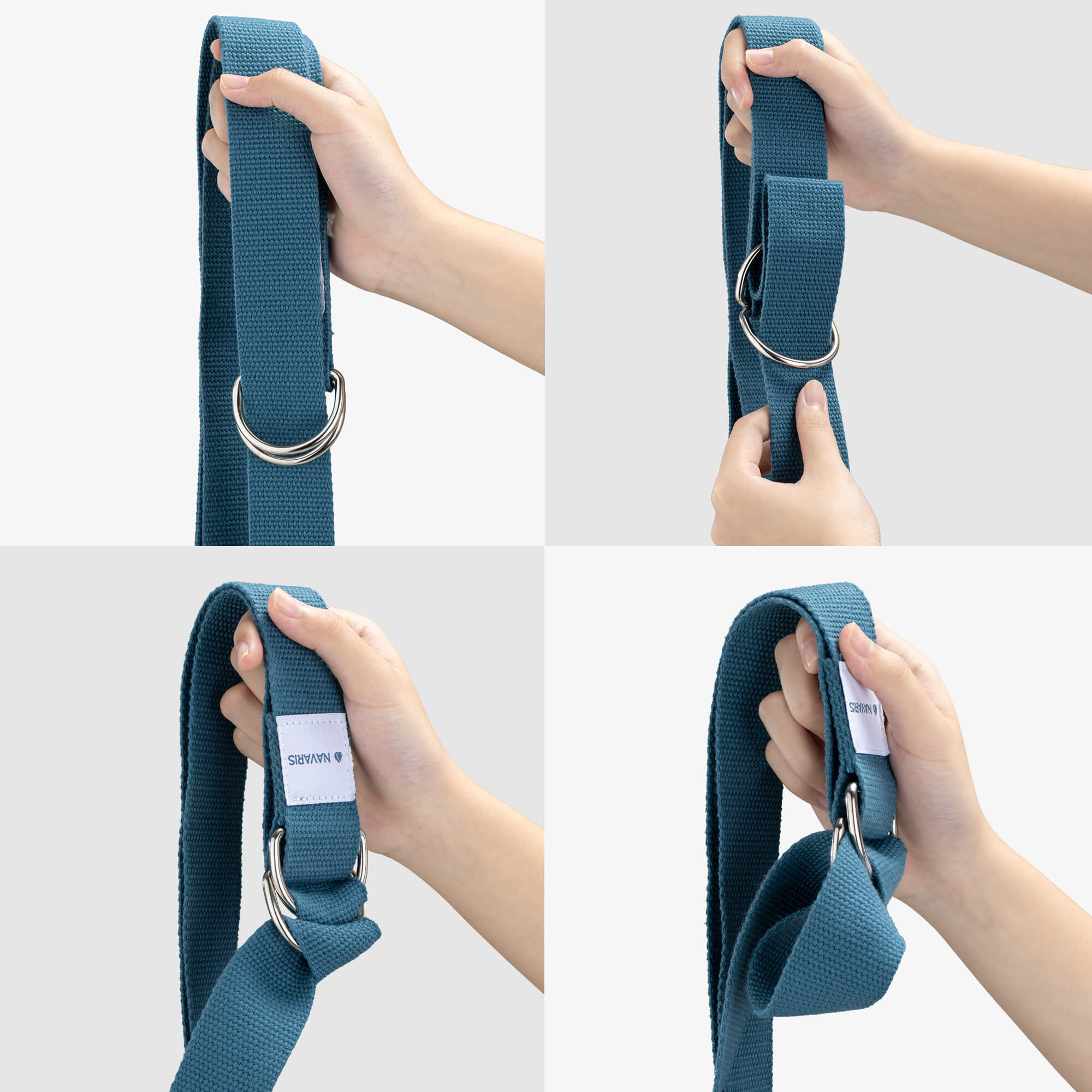 Navaris Σετ με 2 Μαξιλάρια Γονάτου και έναν Ιμάντα Yoga - Blue - 54500.01.04