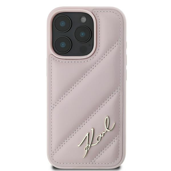 Karl Lagerfeld iPhone 16 Pro Max - Quilted Signature - Θήκη με Επένδυση Συνθετικού Δέρματος - Pink - KLHCP16XPQDSMGP