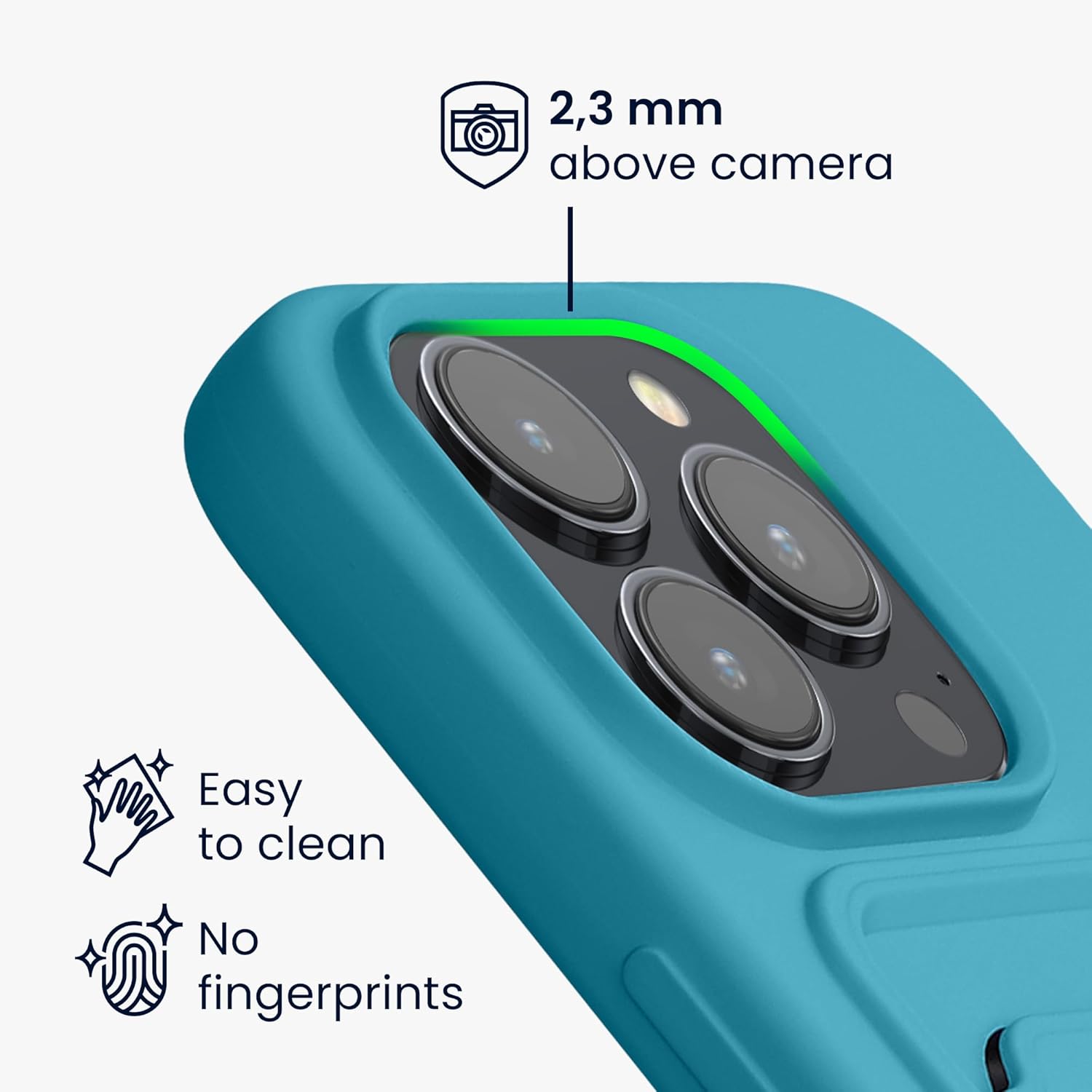 KW iPhone 15 Pro Θήκη Σιλικόνης TPU με Υποδοχή για Κάρτα - Matte Light Blue