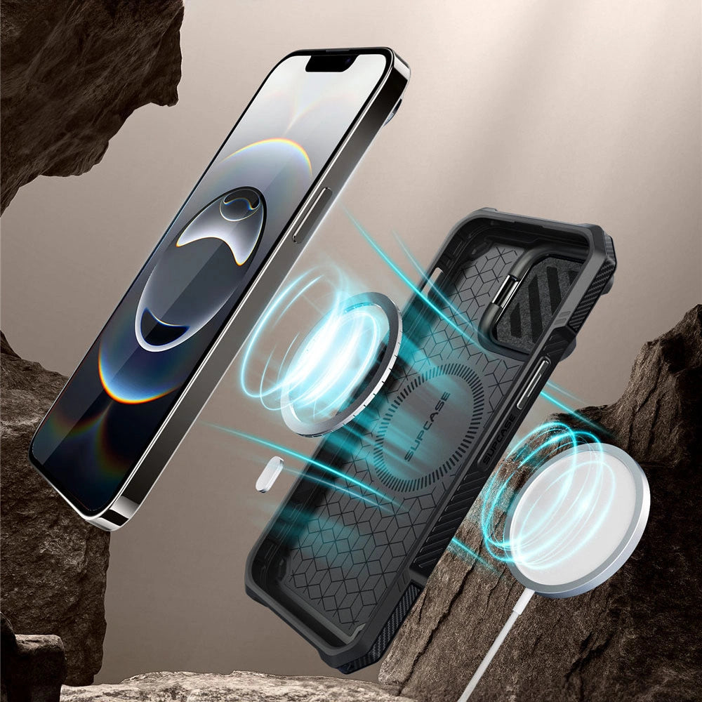 Supcase iPhone 16e UB XT Mag Σκληρή Θήκη με Ανοιγόμενο Κάλυμμα Κάμερας / Stand και Magsafe - Black