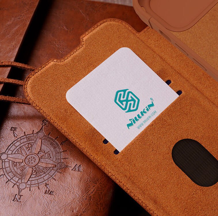 Nillkin iPhone 15 Qin Pro Leather Θήκη Βιβλίο με Κάλυμμα για την Κάμερα - Brown