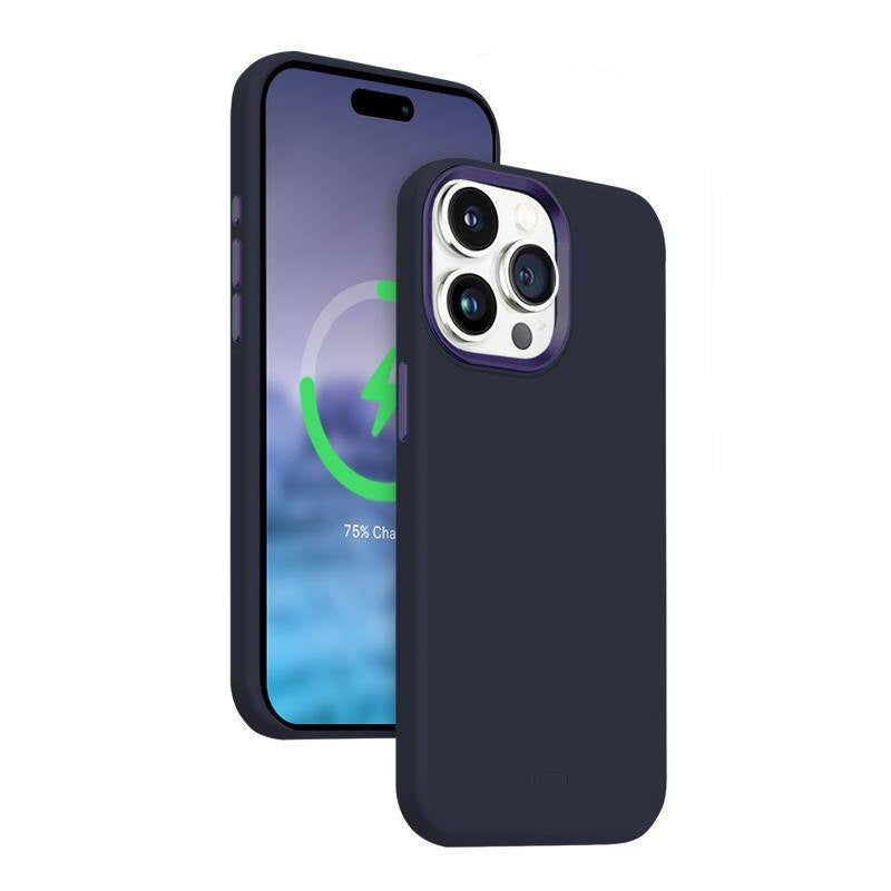 Crong iPhone 15 Pro Color Cover Lux Magnetic - Θήκη Σιλικόνης με MagSafe - Navy Blue