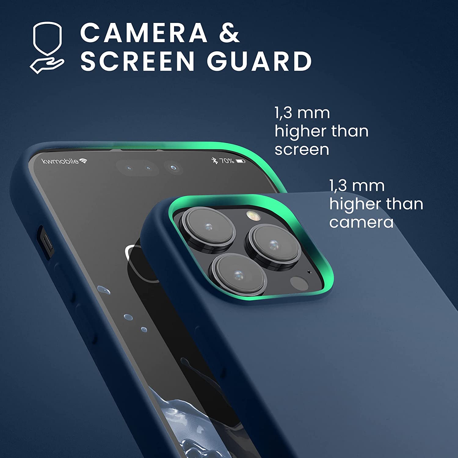 KW iPhone 14 Pro Max Θήκη Σιλικόνης Rubberized TPU - Navy Blue - 59082.116