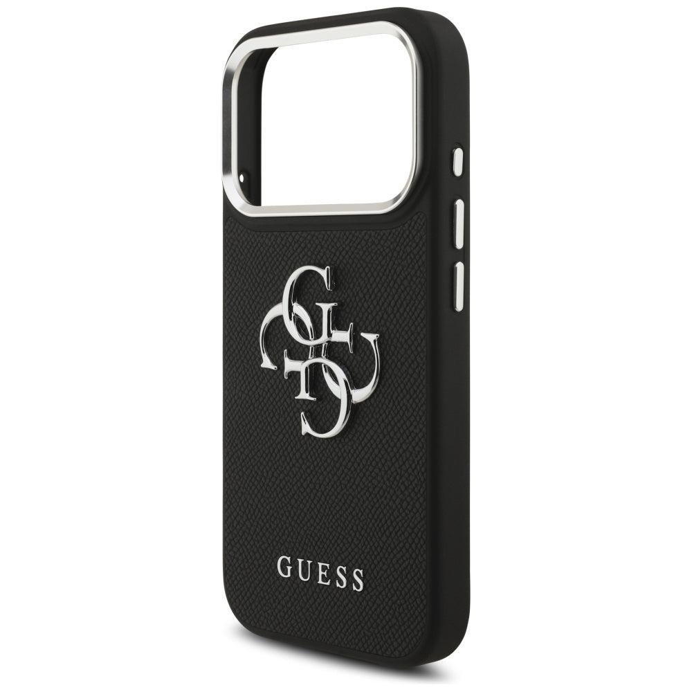 Guess iPhone 17 Pro - Grained Big 4G Classic Logo - Σκληρή Θήκη με Επένδυση από Οικολογικό Δέρμα - Black - GUHCP17LPG4SMCEK