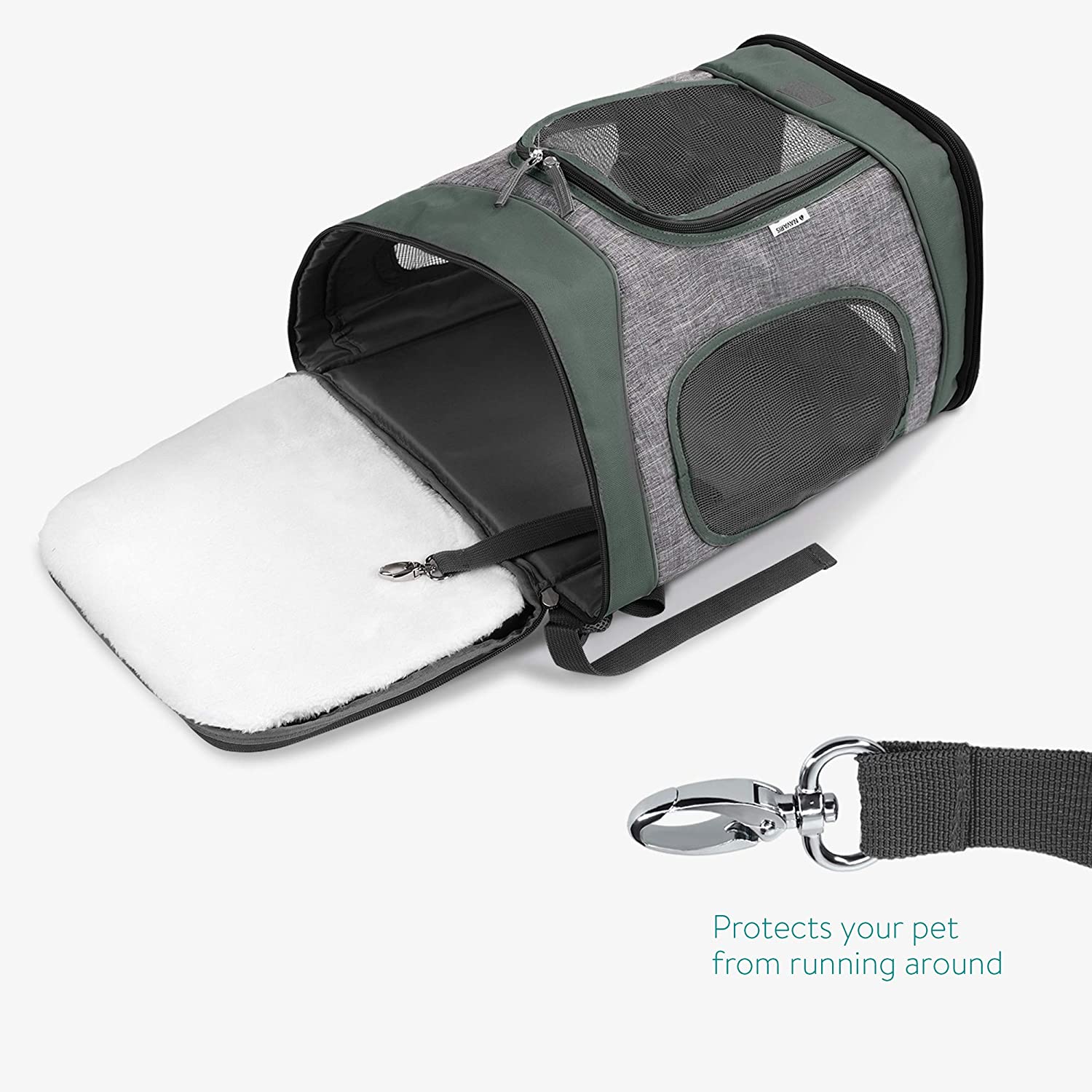 Navaris Αναδιπλούμενο Σακίδιο Μεταφοράς για Κατοικίδια Ζώα - 33 x 28 x 43cm - Grey - 51299.02