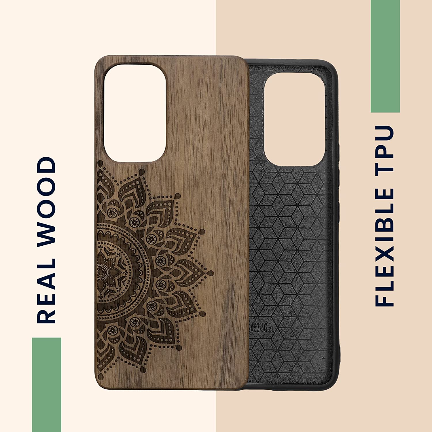 KW Samsung Galaxy A53 5G Θήκη από Φυσικό Ξύλο - Design Rising Sun - Dark Brown - 58317.01