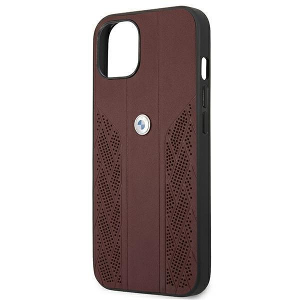 BMW iPhone 13 Curve Perforate Σκληρή Θήκη με Πλαίσιο Σιλικόνης - Red