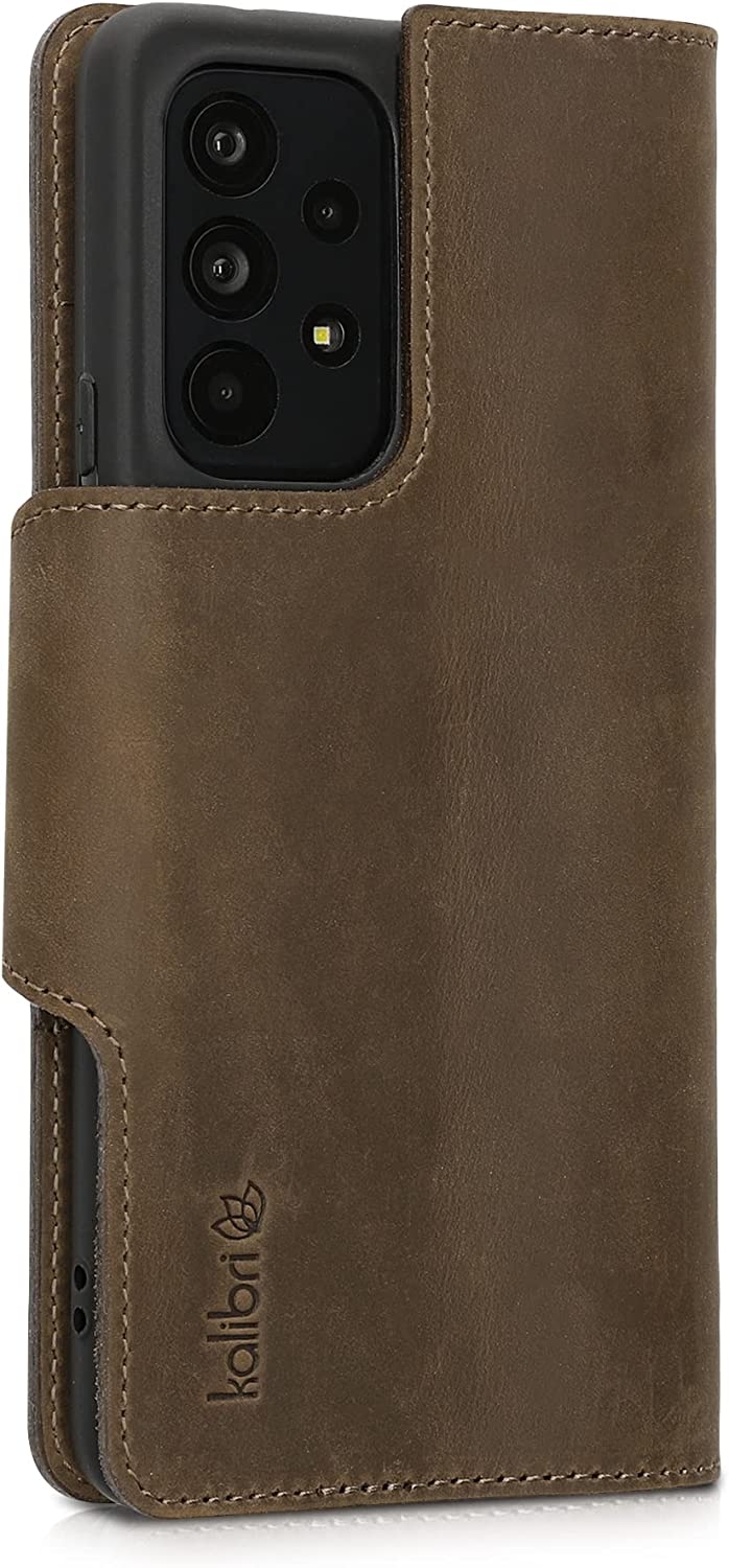 Kalibri Samsung Galaxy A53 5G Θήκη Πορτοφόλι Stand από Γνήσιο Δέρμα - Brown - 58319.05