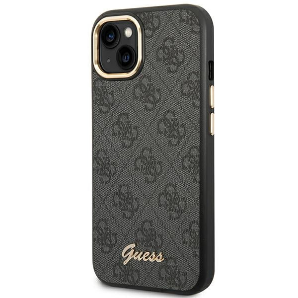 Guess iPhone 14 4G Vintage Gold Logo Σκληρή Θήκη με Πλαίσιο Σιλικόνης - Black - GUHCP14SHG4SHK