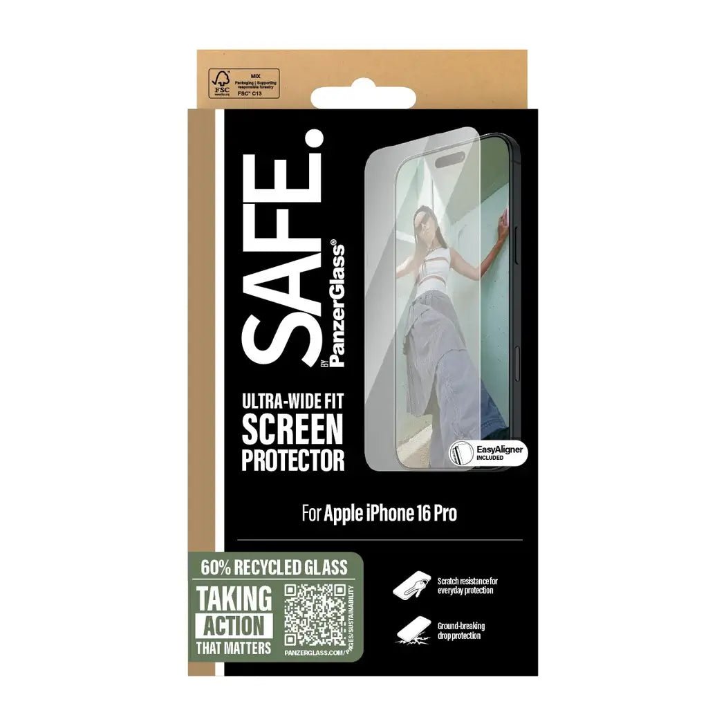 Safe by PanzerGlass iPhone 16 Pro Ultra - Wide Fit Case Friendly Full Screen Αντιχαρακτικό Γυαλί Οθόνης - Διάφανο - SAFE95876