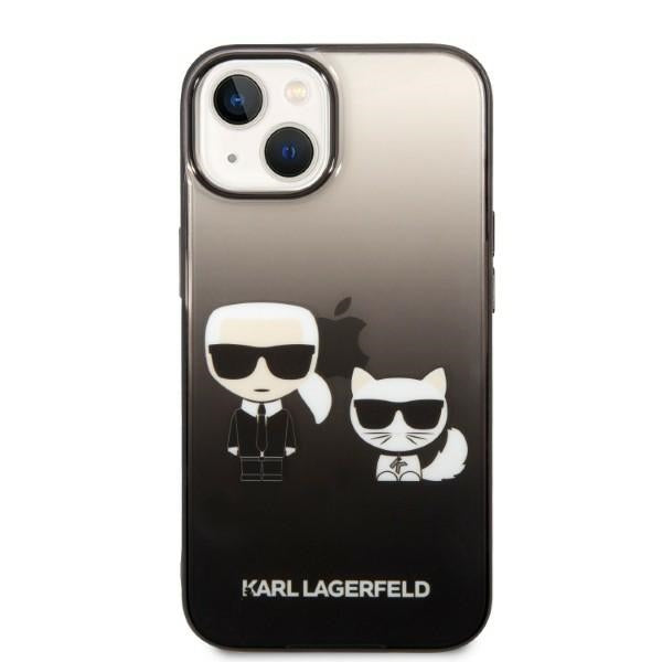 Karl Lagerfeld iPhone 14 Plus - Gradient Ikonik Karl and Choupette Σκληρή Θήκη με Πλαίσιο Σιλικόνης - Black - KLHCP14MTGKCK