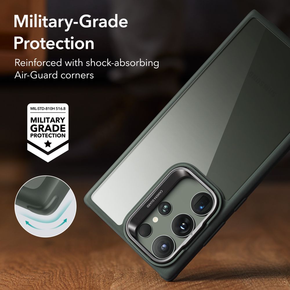 ESR Samsung Galaxy S23 Ultra Classic Kickstand Σκληρή Θήκη με Πλαίσιο Σιλικόνης και Stand - Διάφανη / Green