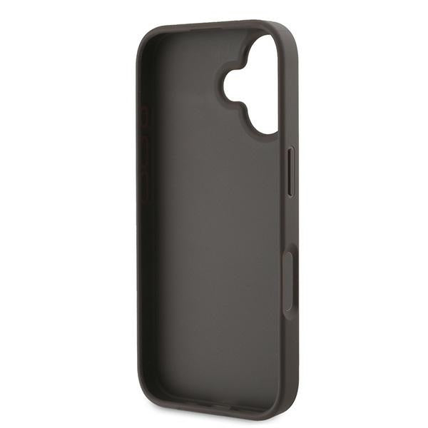 Guess iPhone 16 Plus - 4G Bottom Stripe - Θήκη με Επένδυση Συνθετικού Δέρματος - Brown - GUHCP16MG4GLBR