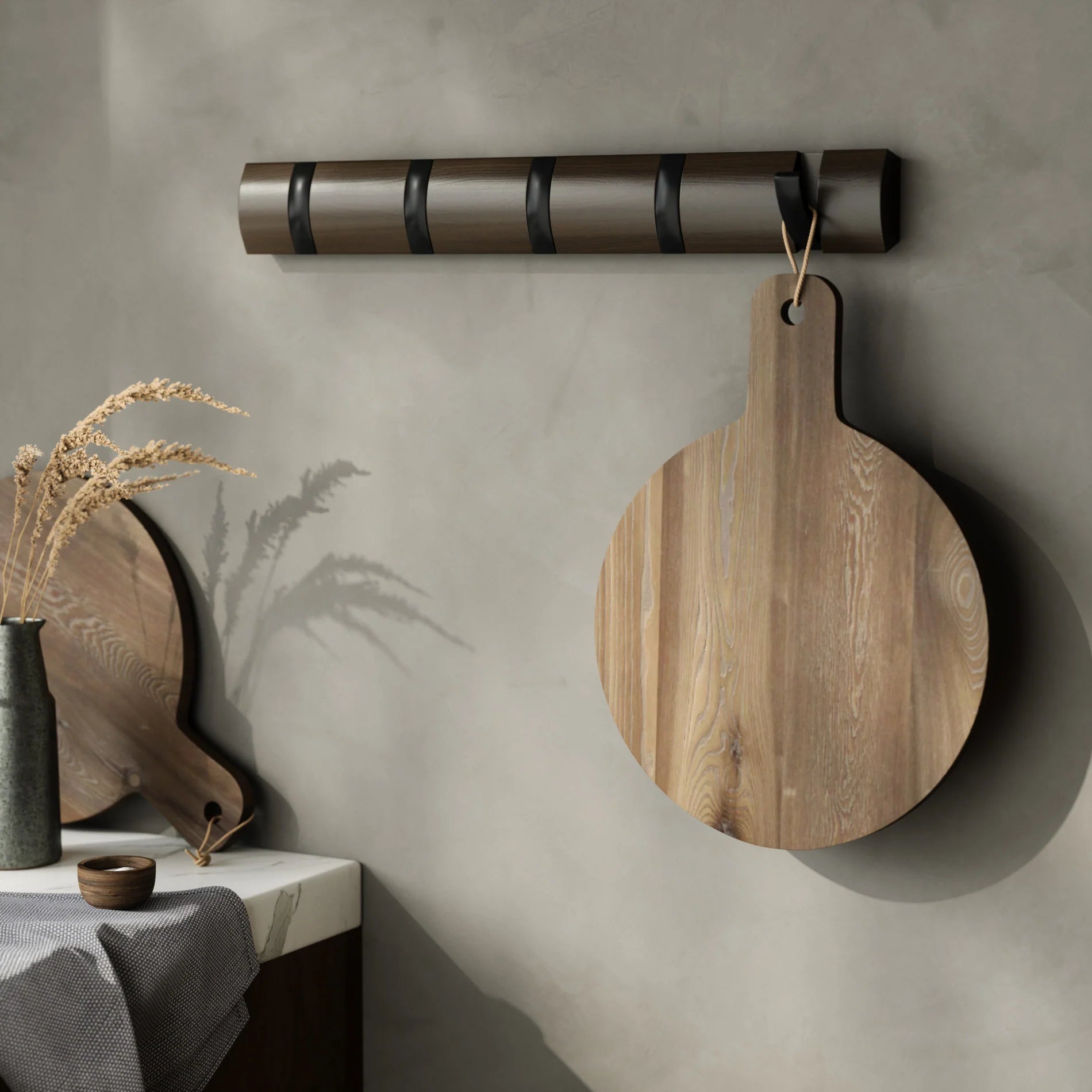 Umbra Επιτοίχια Ξύλινη Κρεμάστρα με 5 Γάντζους - Flip - Walnut / Black