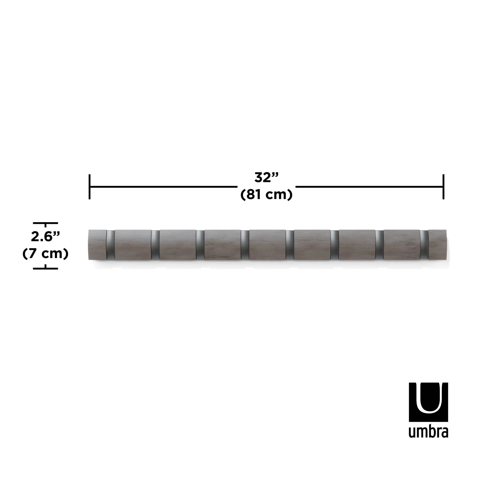 Umbra Επιτοίχια Ξύλινη Κρεμάστρα με 8 Γάντζους - Flip - Grey / Pewter