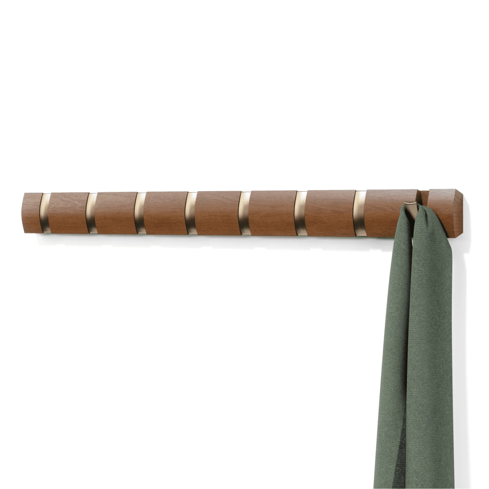 Umbra Επιτοίχια Ξύλινη Κρεμάστρα με 8 Γάντζους - Flip - Walnut / Gold