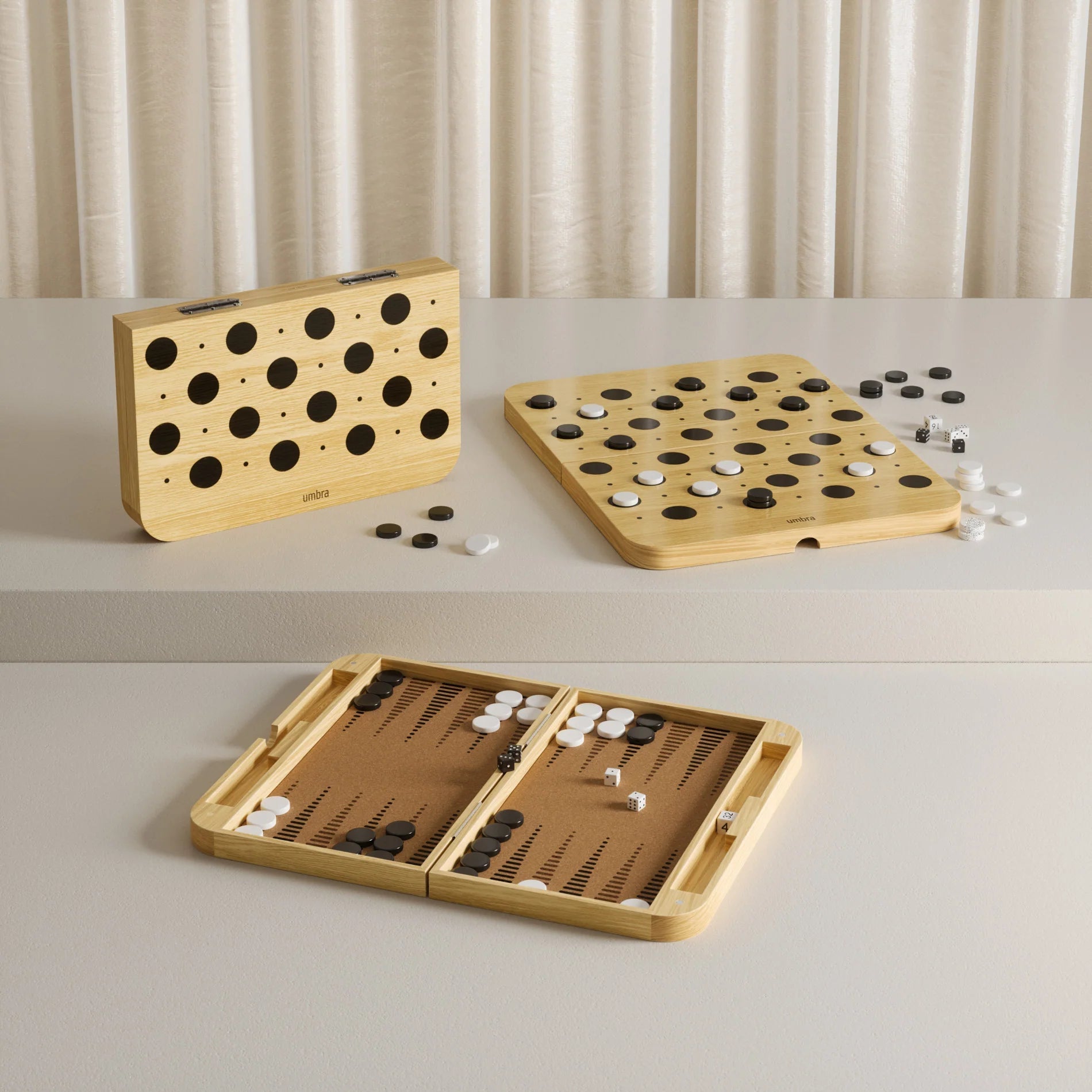 Umbra Επιτραπέζιο Ξύλινο Παιχνίδι 2 σε 1 Τάβλι και Ντάμα - Blitz - Natural