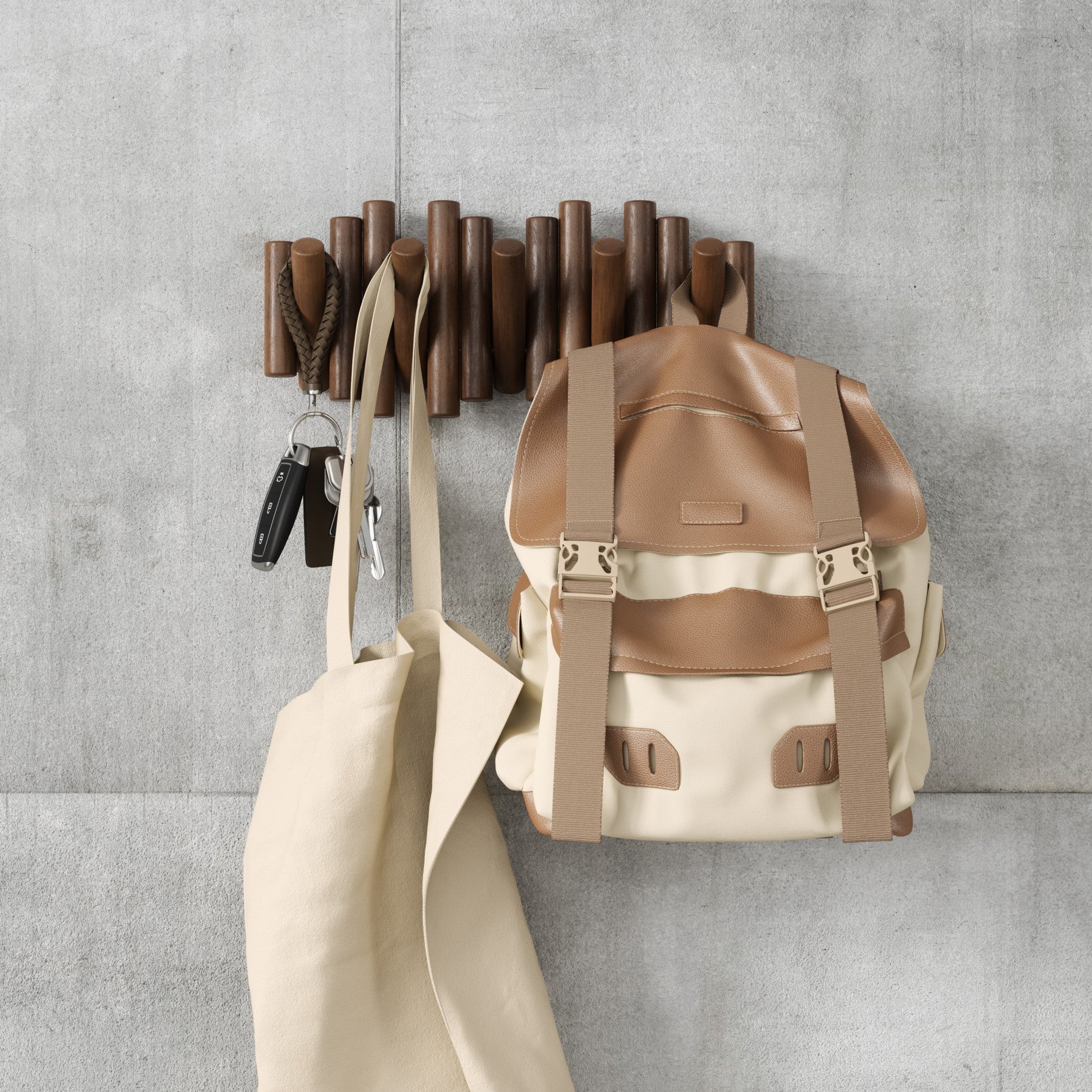 Umbra Ξύλινη Επιτοίχια Κρεμάστρα με 5 Αναδιπλούμενους Γάντζους - Picket - Aged Walnut