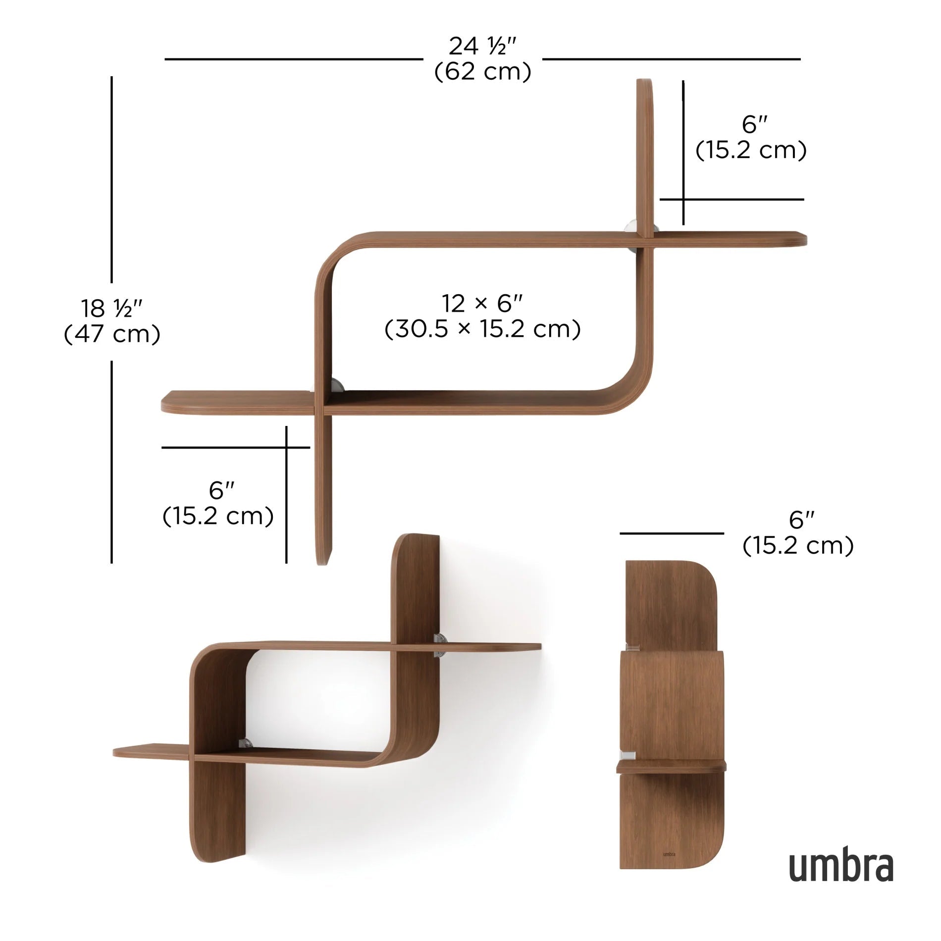 Umbra Ξύλινο Ράφι Τοίχου - Montage - Light Walnut