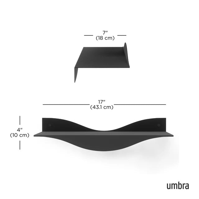 Umbra Σετ με 2 Επιτοίχια Μεταλλικά Ράφια - Surf Shelf - Black