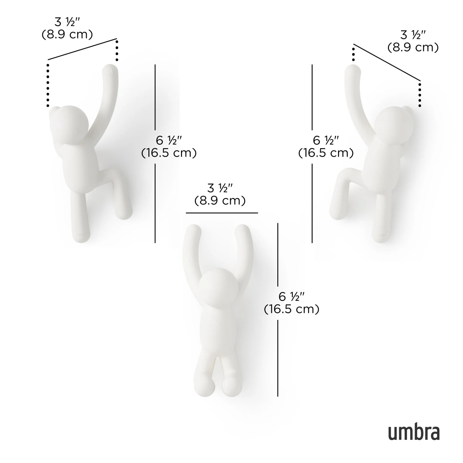 Umbra Σετ με 3 Κρεμάστρες Τοίχου - Buddy - White