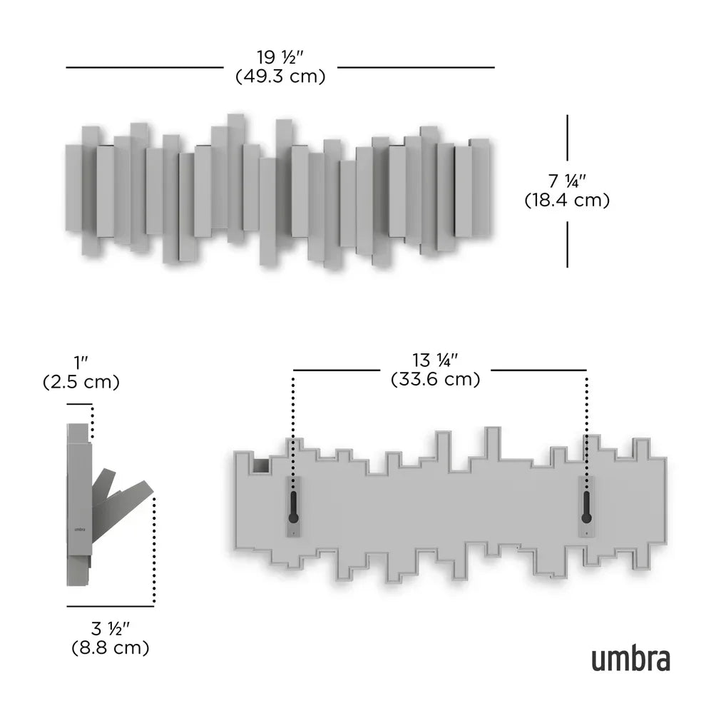 Umbra Sticks - Επιτοίχια Πλαστική Κρεμάστρα με 5 Γάντζους - Grey