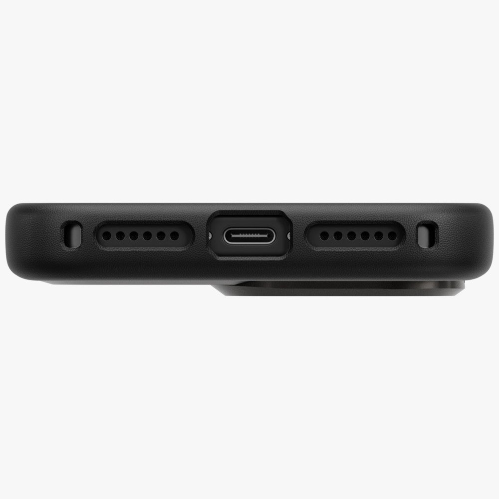 Uniq iPhone 17 Pro Max - Σκληρή Θήκη με Επένδυση Οικολογικού Δέρματος με Eνσωματωμένη Λαβή FlexGrip και Stand - Heldro Pro Magclick - Black