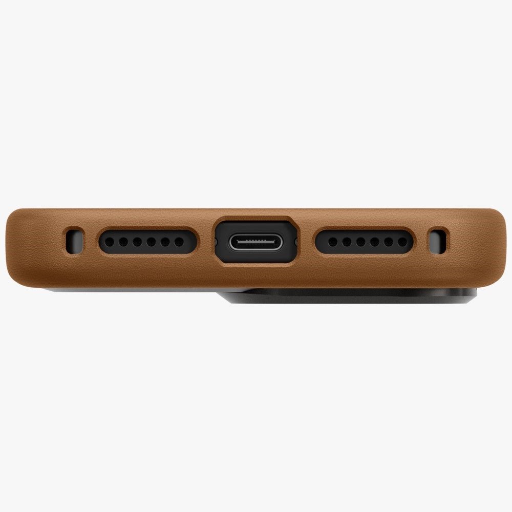 Uniq iPhone 17 Pro Max - Σκληρή Θήκη με Επένδυση Οικολογικού Δέρματος με Eνσωματωμένη Λαβή FlexGrip και Stand - Heldro Pro Magclick - Caramel