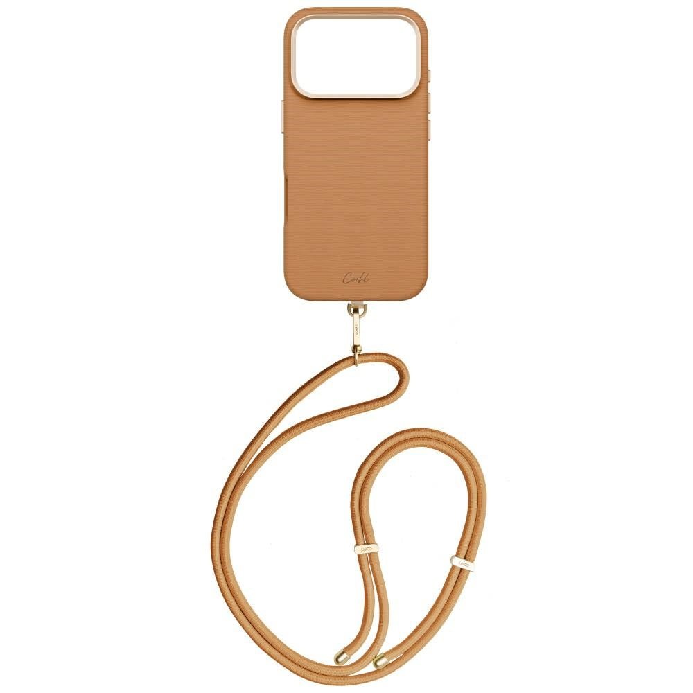 Uniq iPhone 17 Pro - Σκληρή Θήκη MagSafe με Επένδυση από Οικολογικό Δέρμα και Λουράκι - Coehl Mirelle - Brown