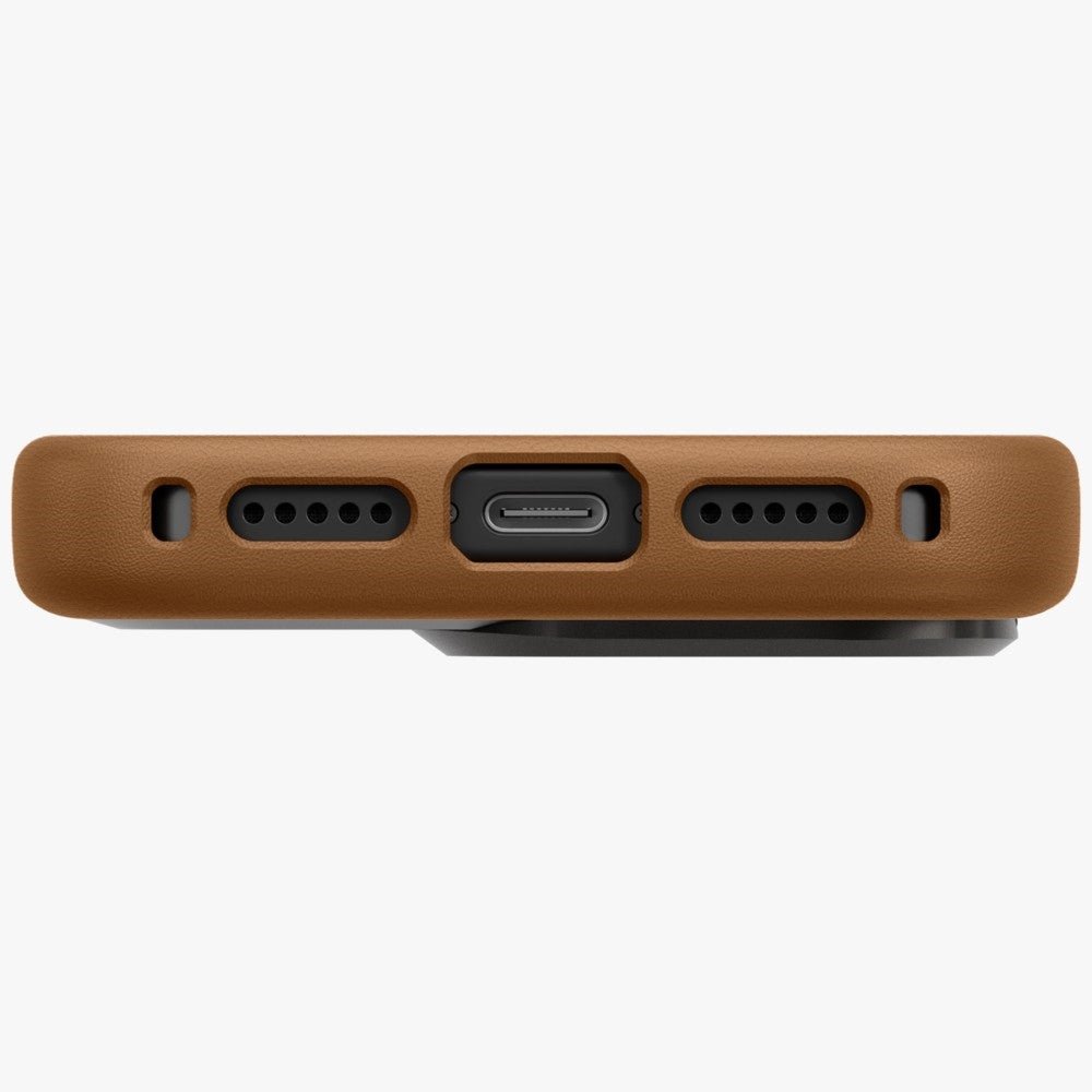Uniq iPhone 17 Pro - Σκληρή Θήκη με Επένδυση Οικολογικού Δέρματος με Eνσωματωμένη Λαβή FlexGrip και Stand - Heldro Pro Magclick - Caramel