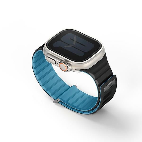 Uniq Λουράκι Apple Watch 8/9/10/11 - SE (1/2/3) - Ultra (1/2/3) – 44/45/46/49mm Μαγνητικό Σιλικόνης Διπλής Όψης - Revix Evo - Blue / Black