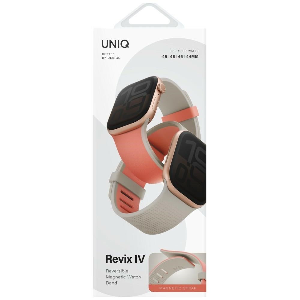 Uniq Λουράκι Apple Watch 8/9/10/11 - SE (1/2/3) - Ultra (1/2/3) – 44/45/46/49mm Μαγνητικό Σιλικόνης Διπλής Όψης - Revix IV - Pink / Beige