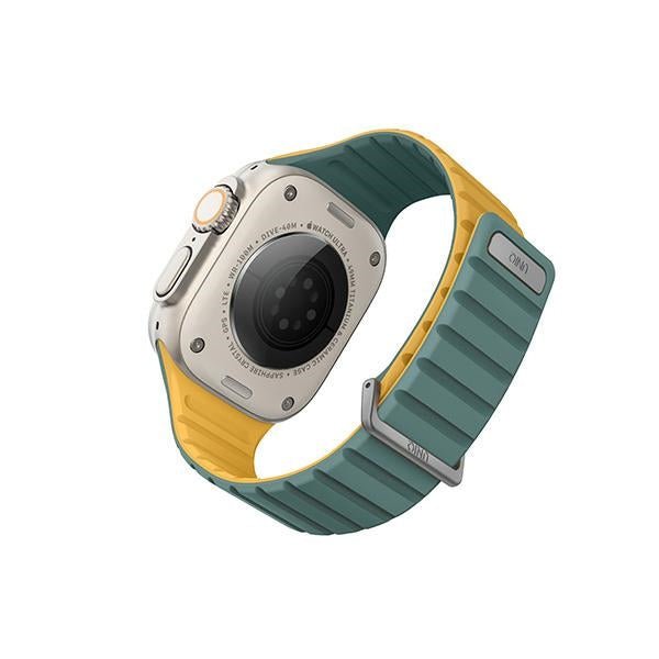 Uniq Λουράκι Apple Watch 8/9/10/11 - SE (1/2/3) - Ultra (1/2/3) – 44/45/46/49mm Revix Evo Μαγνητικό Σιλικόνης Διπλής Όψης - Green / Yellow