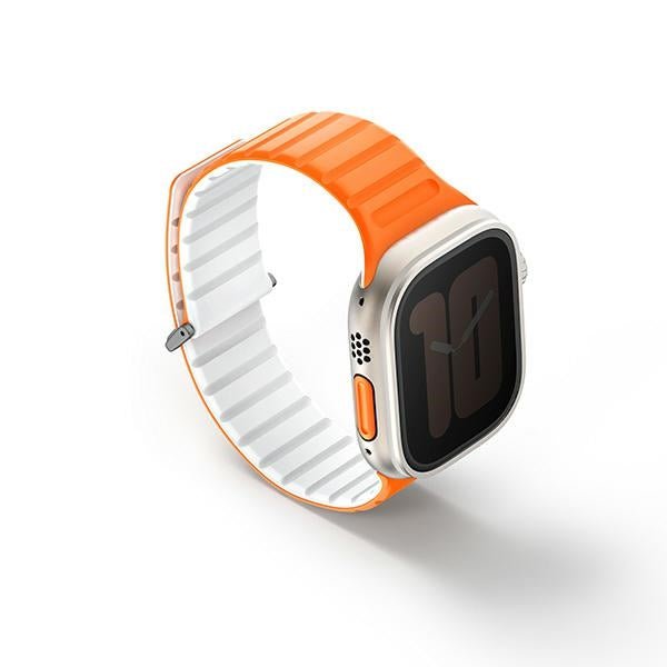 Uniq Λουράκι Apple Watch 8/9/10/11 - SE (1/2/3) - Ultra (1/2/3) – 44/45/46/49mm Revix Evo Μαγνητικό Σιλικόνης Διπλής Όψης - Orange / White