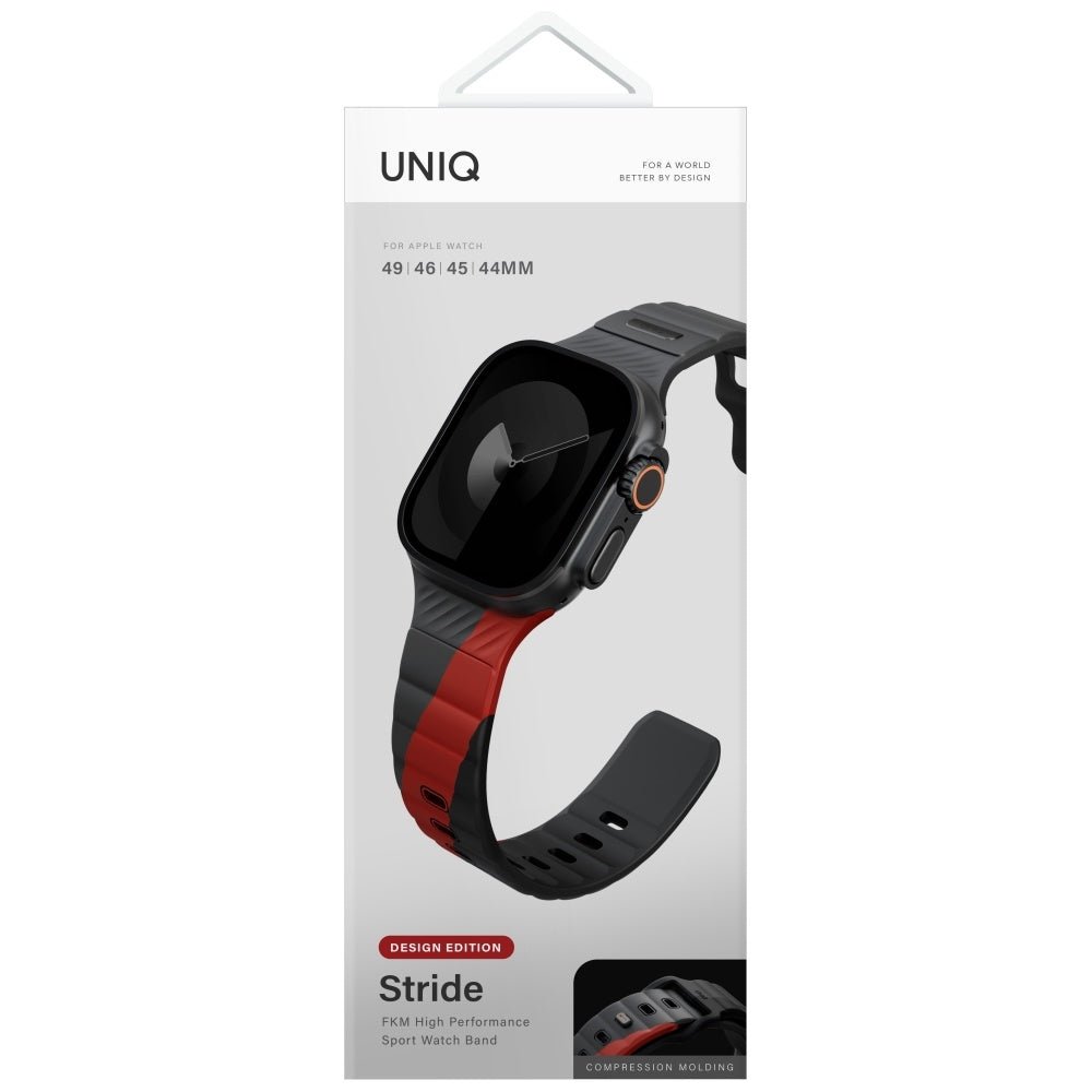 Uniq Λουράκι Apple Watch 8/9/10/11 - SE (1/2/3) - Ultra (1/2/3) – 44/45/46/49mm - Stride DE Rubber - Charcoal