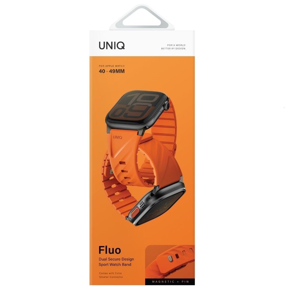 Uniq Μαγνητικό Λουράκι Apple Watch 4/5/6/7/8/9/10/11 - SE (1/2/3) - Ultra (1/2/3) – 40/41/42/44/45/46/49mm - Fluo - Orange