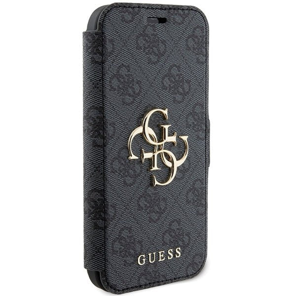 Guess iPhone 15 4G Big Metal Logo Θήκη Πορτοφόλι με Επένδυση Συνθετικού Δέρματος - Grey - GUBKP15S4GMGGR