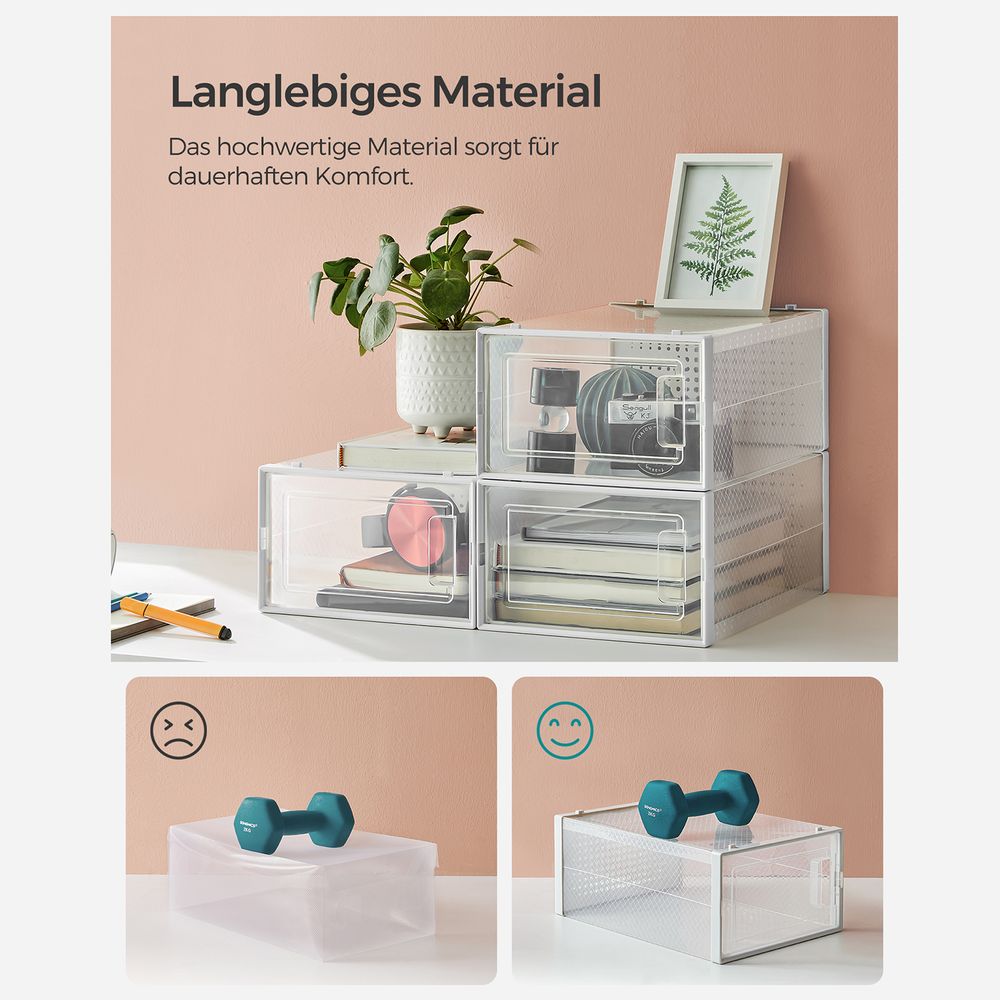 Songmics Σετ με 12 Πλαστικά Κουτιά Αποθήκευσης Υποδημάτων - Διάφανα / White - LSP12SWT