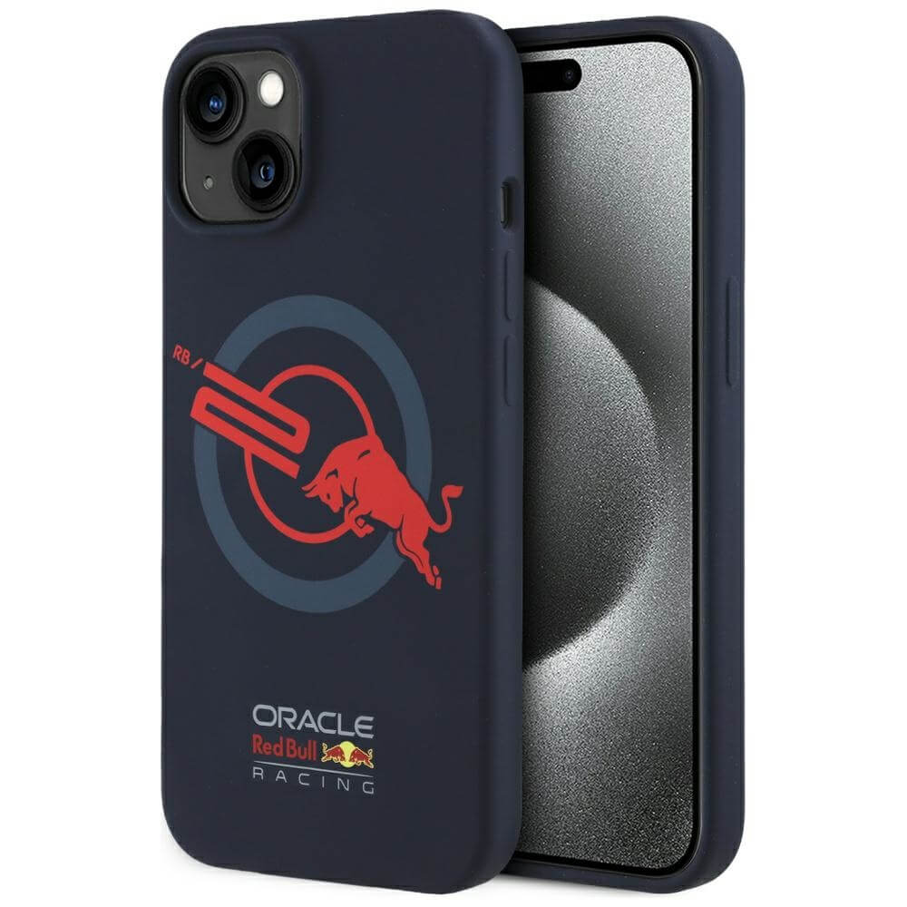 Red Bull iPhone 15 - HC Silicone ORBR20 Logo Red Lining - MagSafe Σκληρή Θήκη με Πλαίσιο Σιλικόνης - Navy Blue - RBHMP15S24SIOLVR