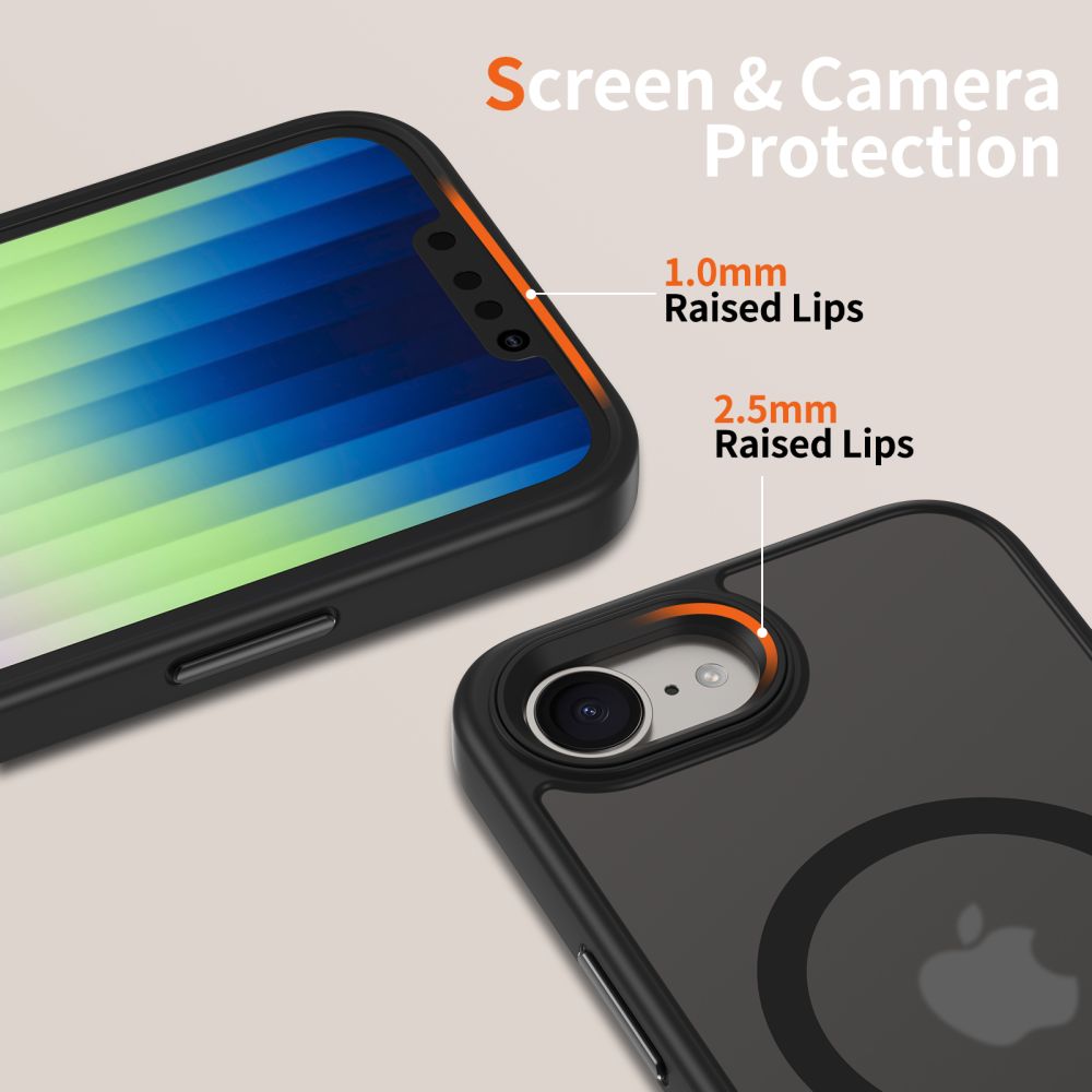Tech-Protect iPhone 16e MagMat Σκληρή Θήκη με Πλαίσιο Σιλικόνης και MagSafe - Matte Black / Ημιδιάφανη