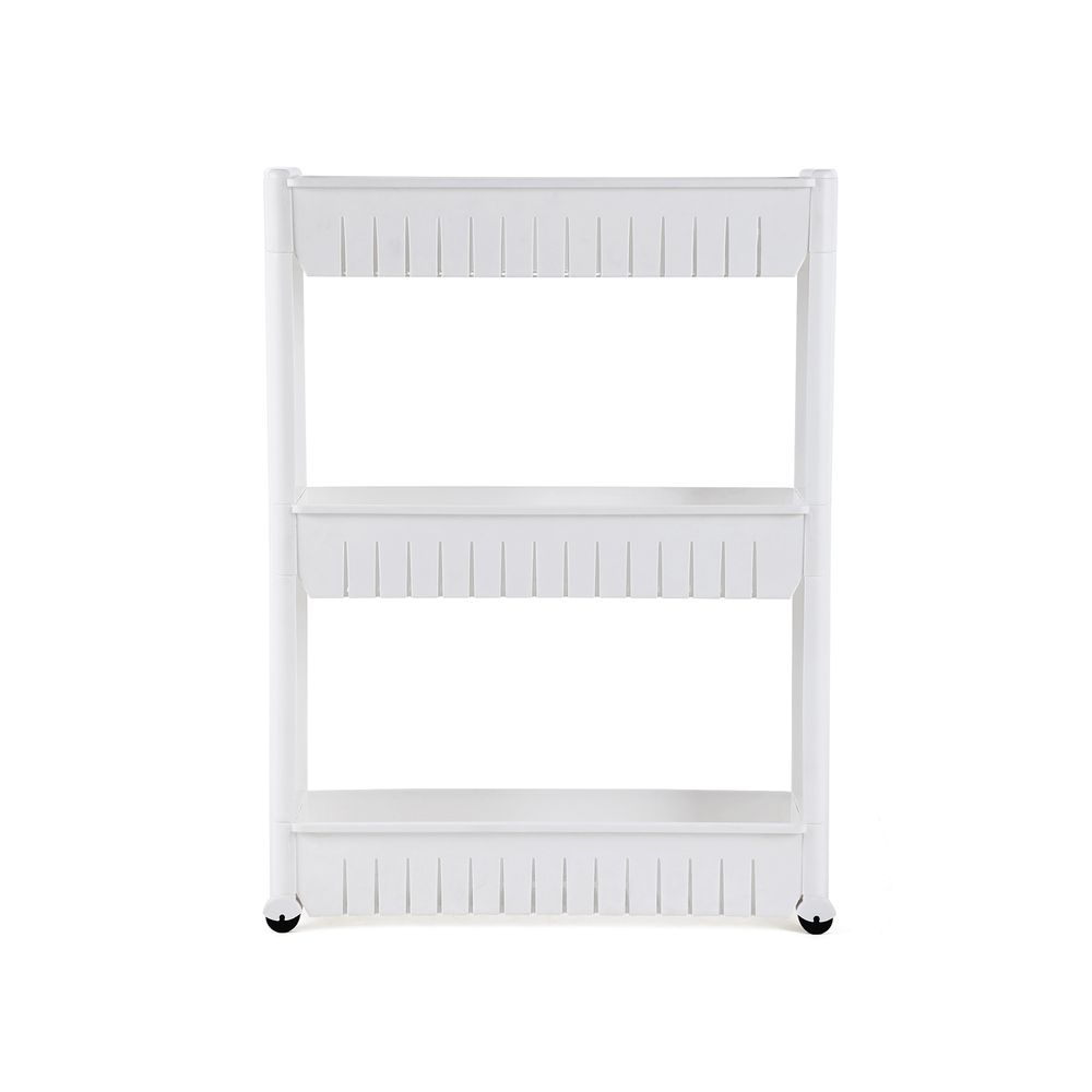 Songmics Πλαστικό Καρότσι Εξοικονόμησης Χώρου για Οργάνωση και Αποθήκευση με 3 Ράφια - 54.5 x 12.7 x 72.5 cm - White - KTR03W