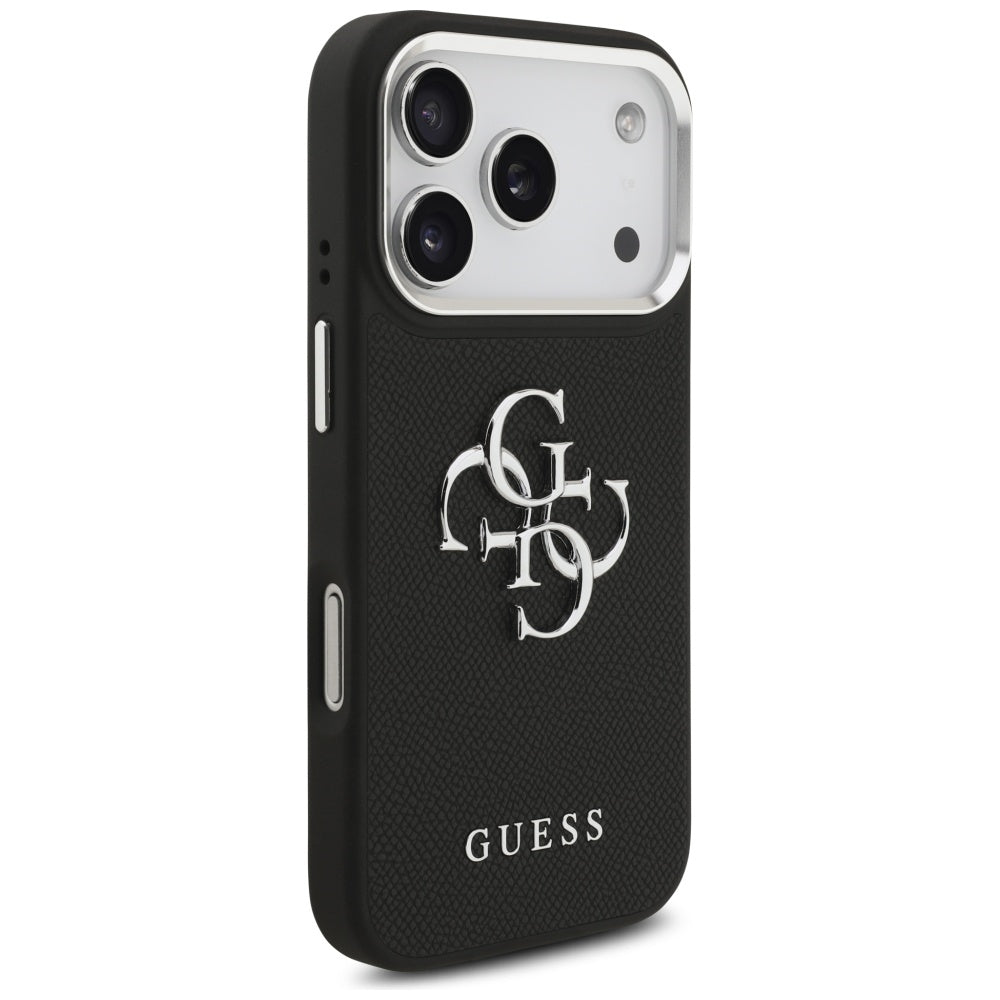 Guess iPhone 17 Pro - Grained Big 4G Classic Logo - Σκληρή Θήκη με Επένδυση από Οικολογικό Δέρμα - Black - GUHCP17LPG4SMCEK