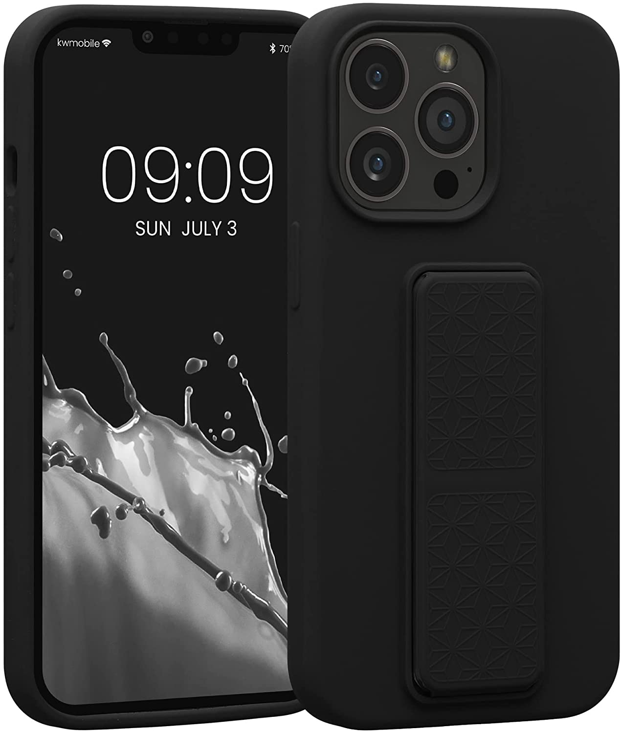 KW iPhone 13 Pro Θήκη Σιλικόνης TPU με Finger Holder - Black - 58277.01