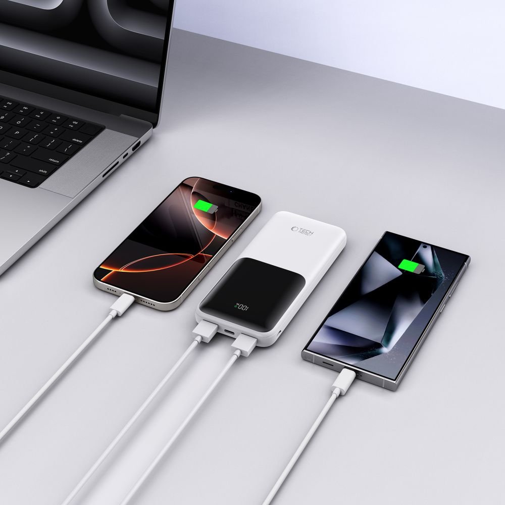 Tech - Protect PB01 - 22.5W Power Bank 10000mAh με 2 Θύρες USB και 1 Θύρα Type - C - White